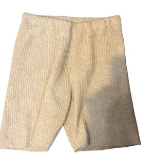 The Elder Statesman Cream Ribbed Knit Bike Shorts